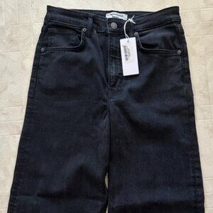 Women's Reformation "Emma" High Rise Wide Leg Washed Black Jeans Size 29 NWT